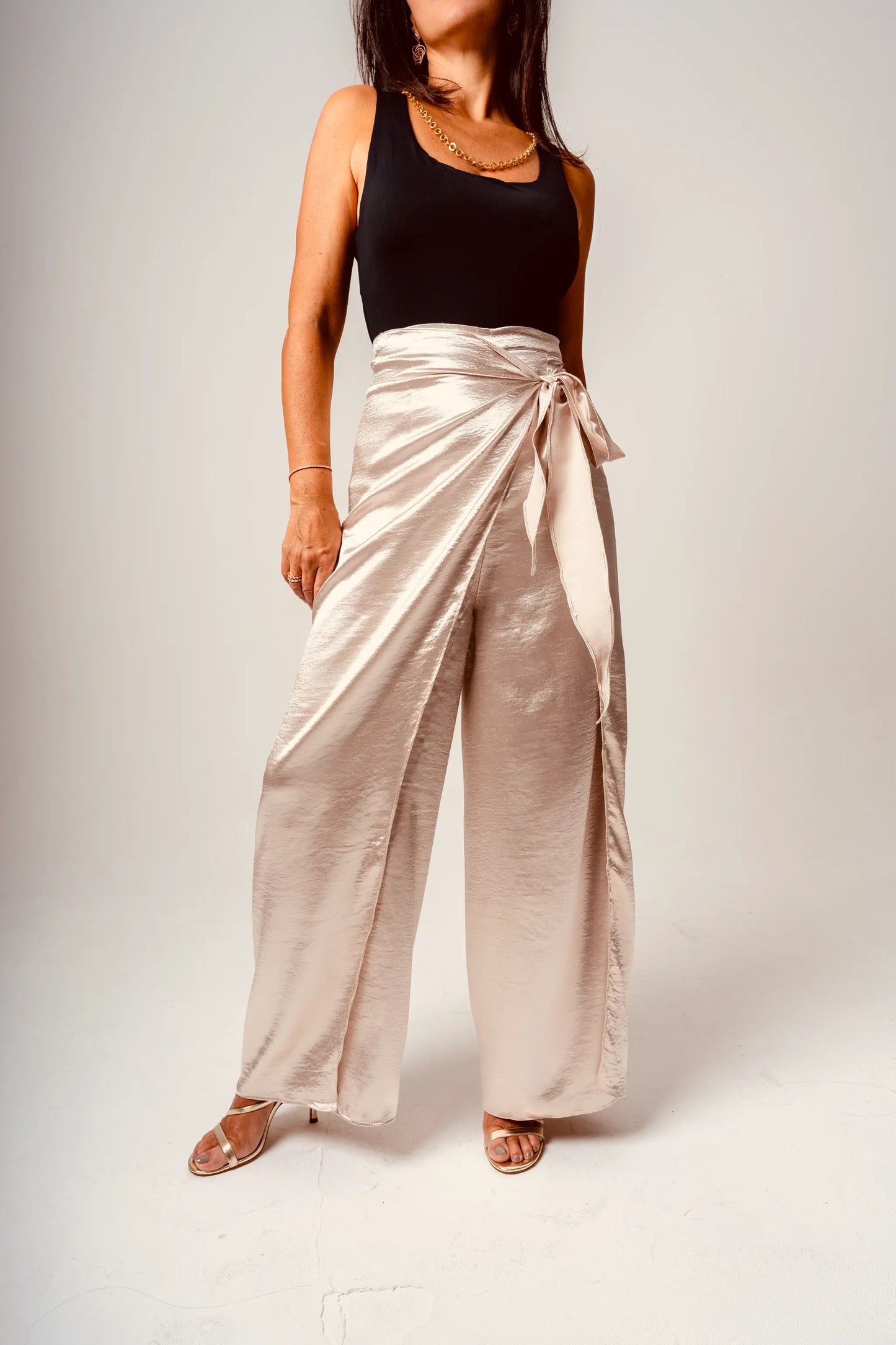 Gold Flowing Wrap Trousers