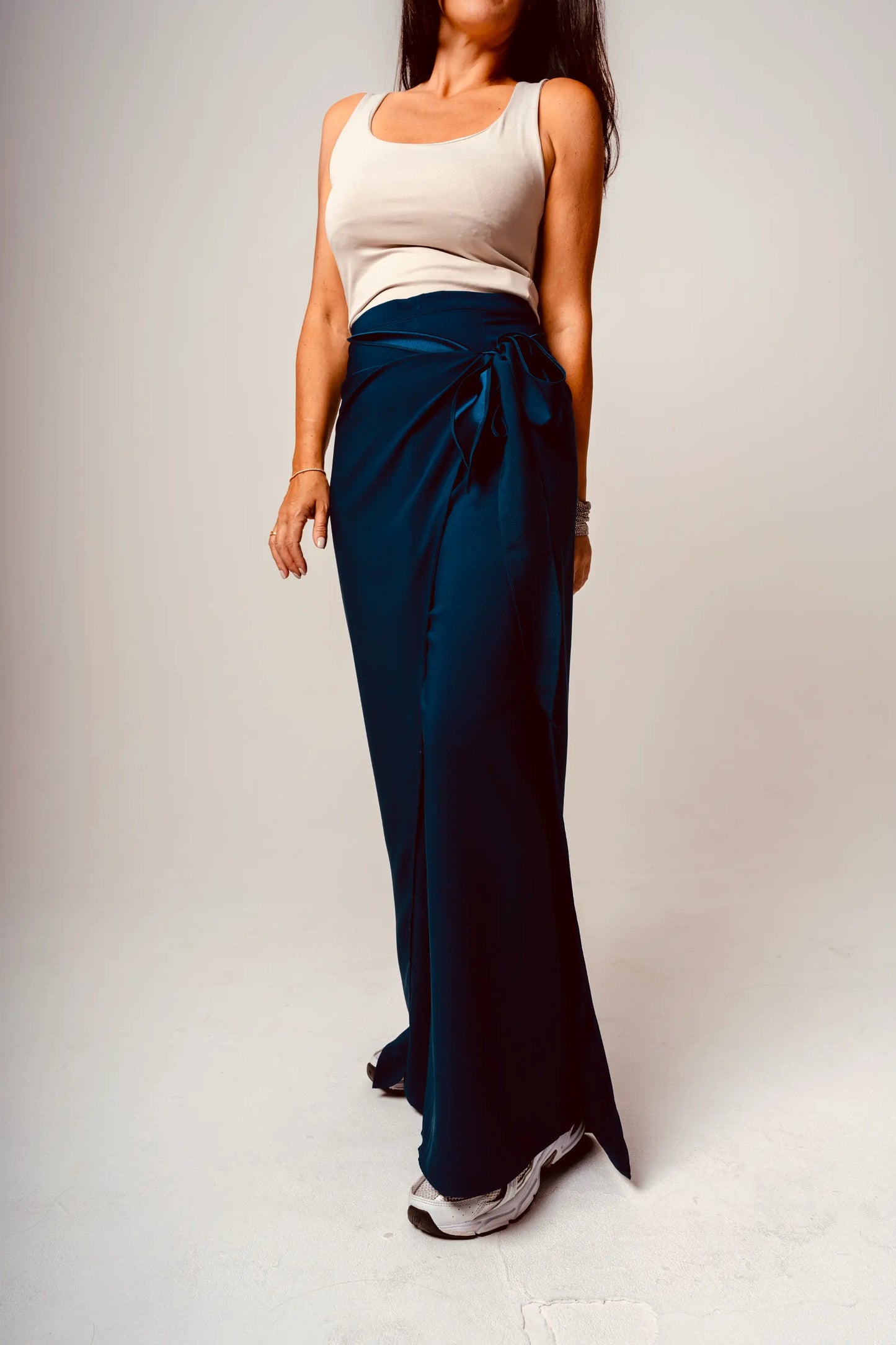 Navy Flowing Wrap Trousers