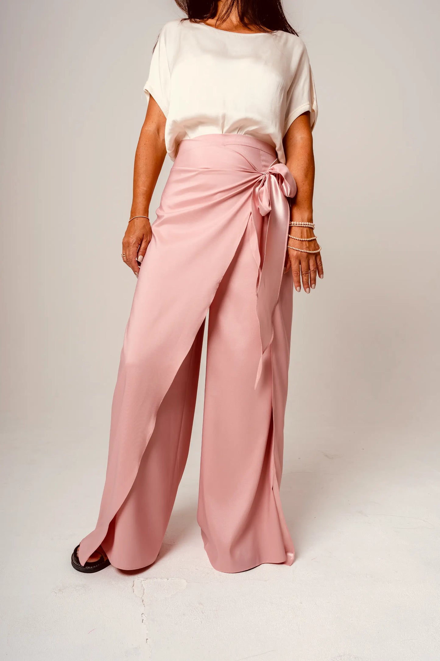 Pink Flowing Wrap Trousers