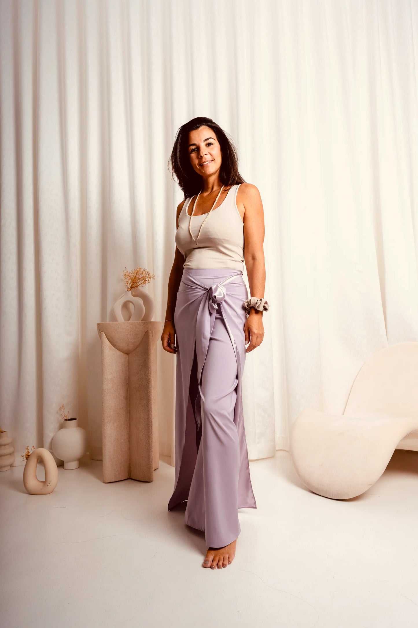 Purple Flowing Wrap Trousers