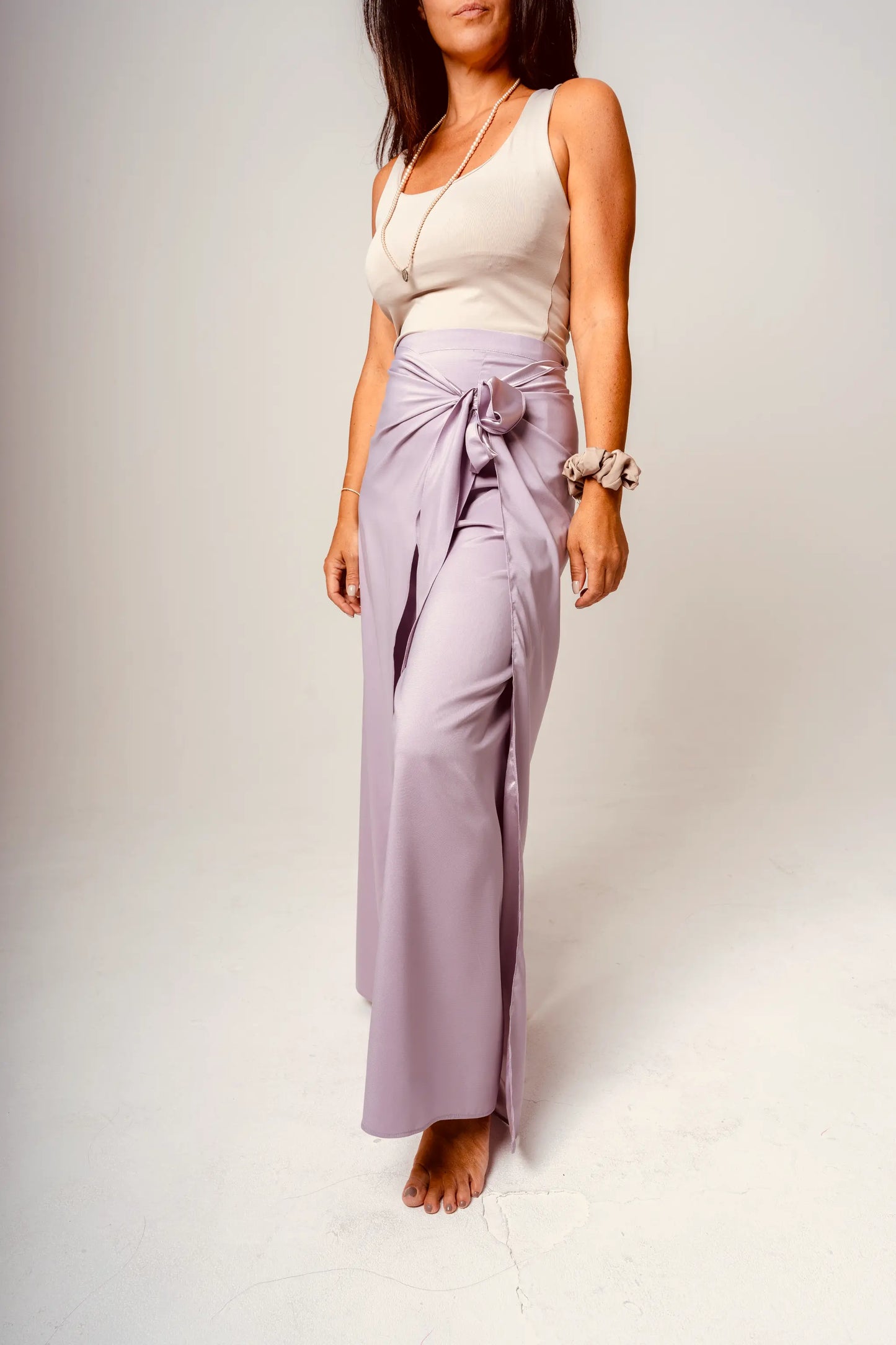 Purple Flowing Wrap Trousers