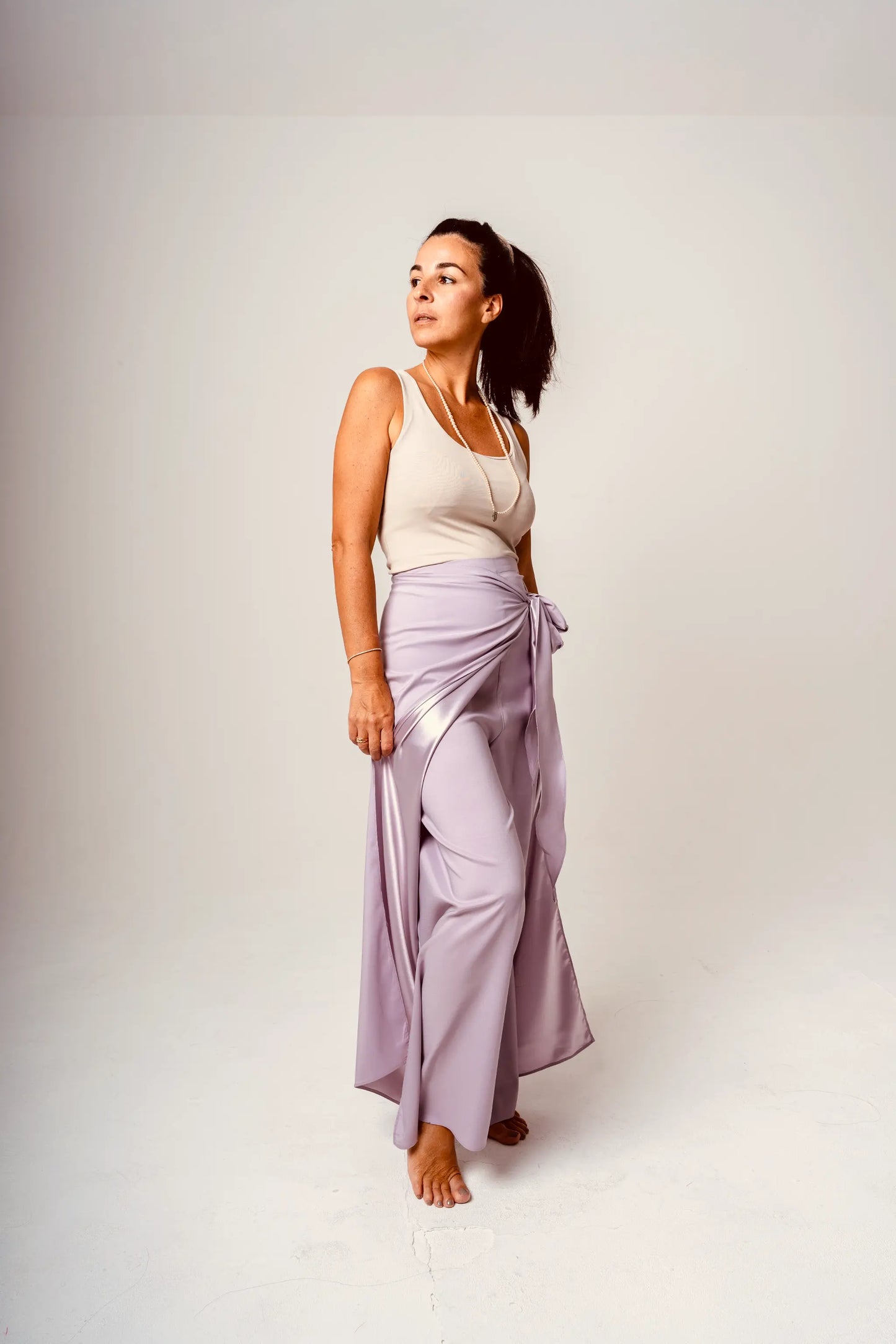 Purple Flowing Wrap Trousers